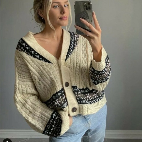 Zara Oversized Jacquard Cardigan - Picture 2 of 11